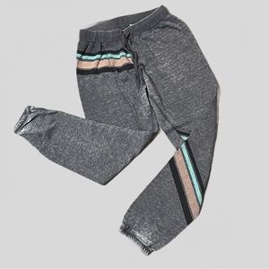 Cloudchaser Jogger Sweatpants Gray Mint Pink Retro Striped Sz Medium